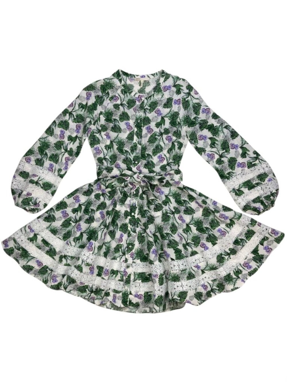 Maje Roman Floral Print Woven Mini Dress 36 US 4 Linen Blend - Picture 15 of 16